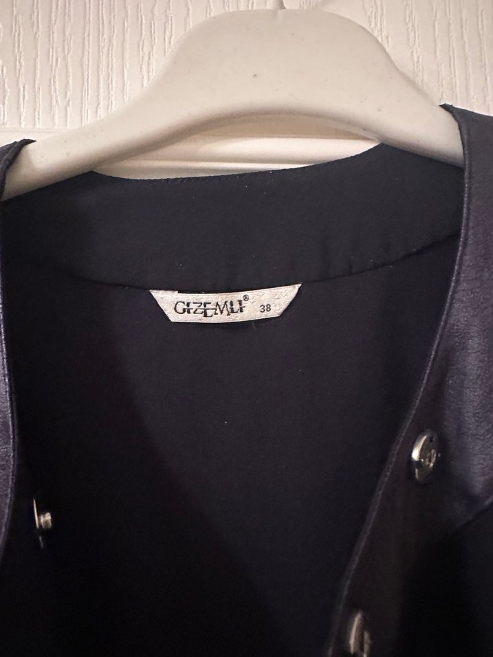 Desenli Lacivert Uzun Kap - Görsel 2