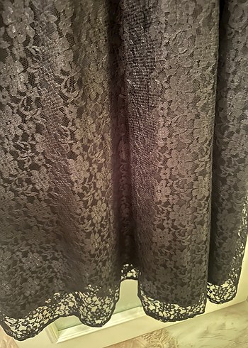 Dantel Detaylı Uzun Siyah Elbise - Görsel 6