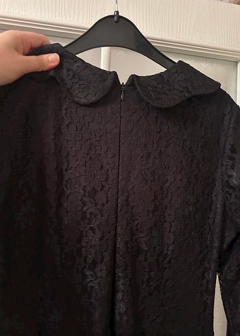 Dantel Detaylı Uzun Siyah Elbise - Görsel 5