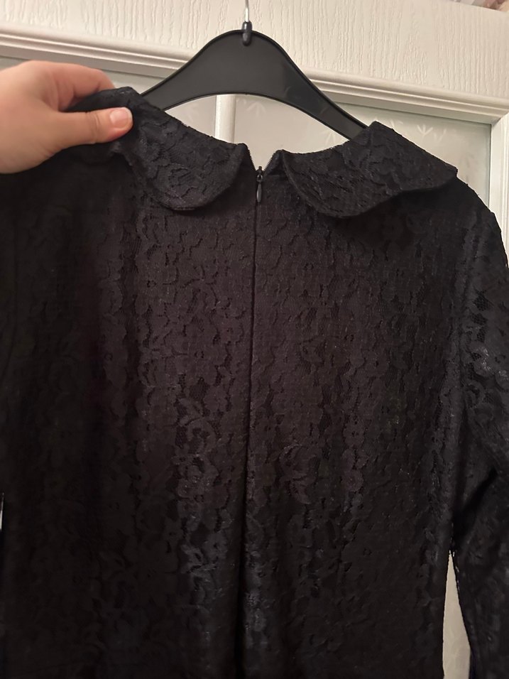 Dantel Detaylı Uzun Siyah Elbise - Görsel 5