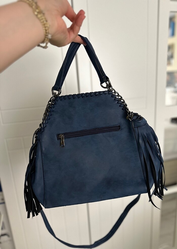 Lacivert Çanta Püsküllü - Görsel 2