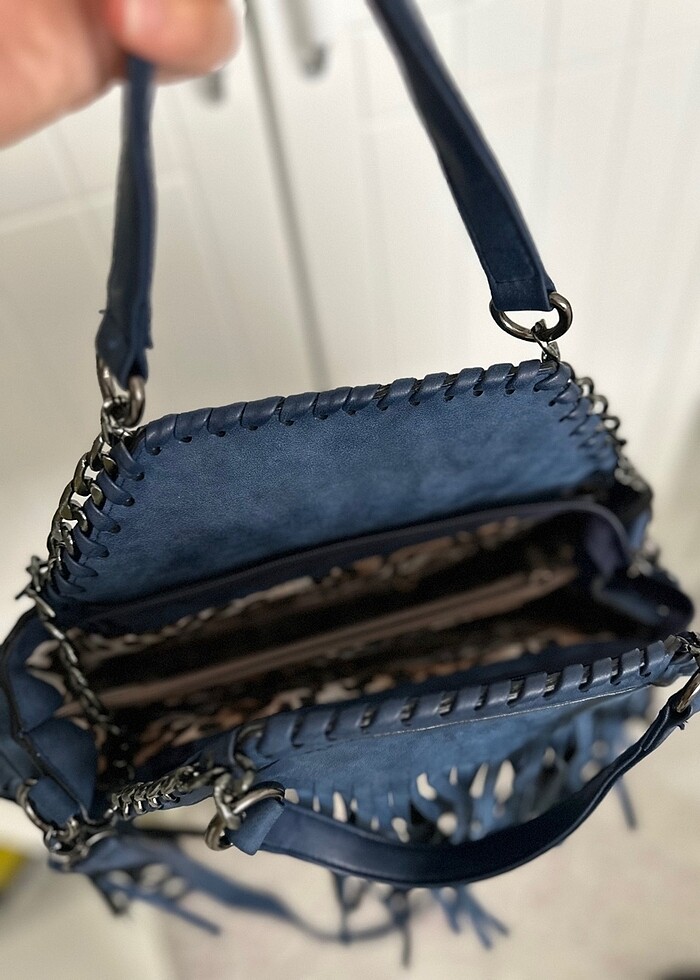 Lacivert Çanta Püsküllü - Görsel 3