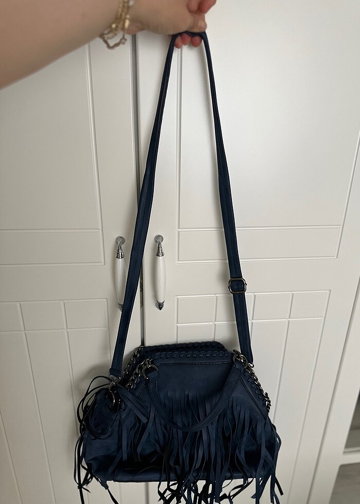 Lacivert Çanta Püsküllü - Görsel 4