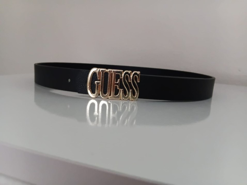 GUESS Kadın Siyah Deri Kemer Altın Tokalı - Görsel 3