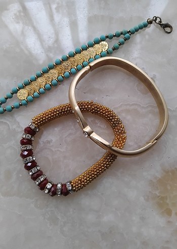 Bohem Tarzı Turkuaz Boncuklu Kadın Bileklikler üçlü fiyatıdır - Görsel 2