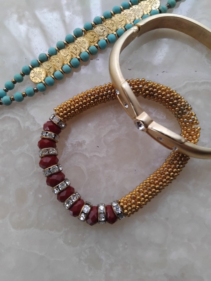 Bohem Tarzı Turkuaz Boncuklu Kadın Bileklikler üçlü fiyatıdır - Görsel 4