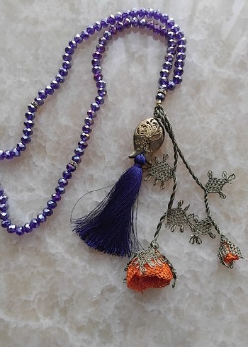 iğne oyası yapılmış tesbih hediyelik - Görsel 4