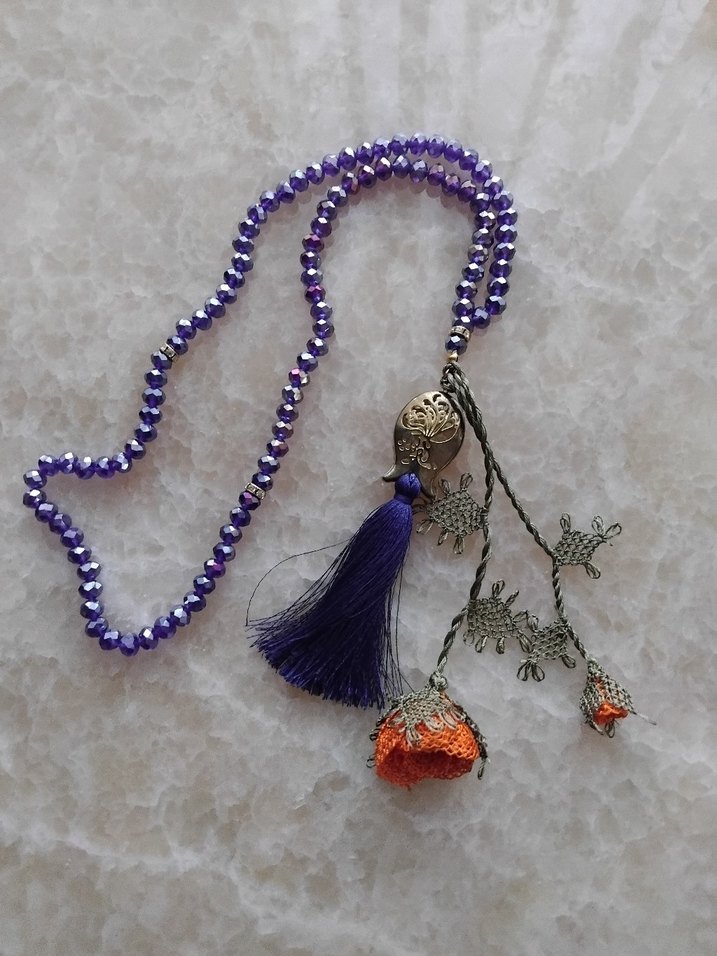 iğne oyası yapılmış tesbih hediyelik - Görsel 3