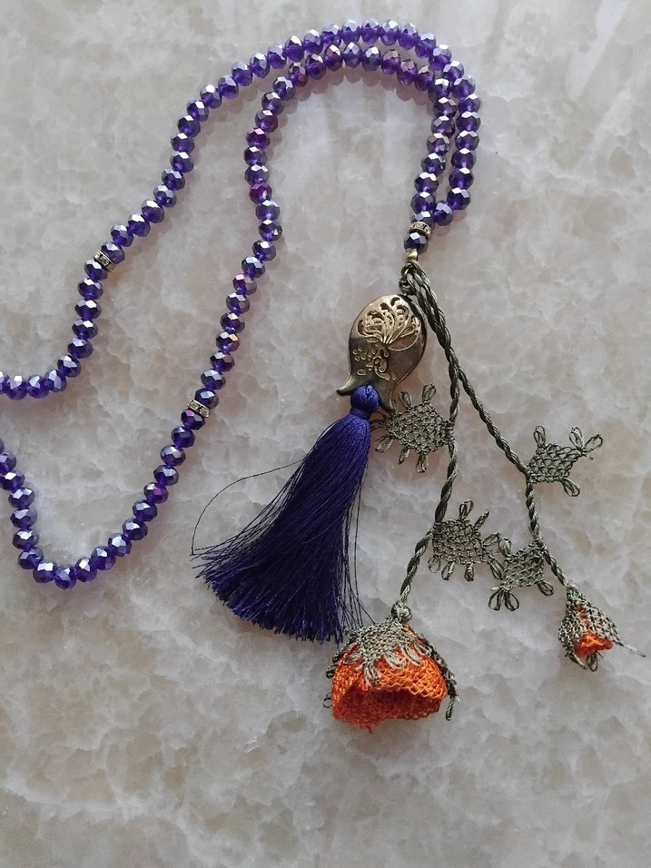 iğne oyası yapılmış tesbih hediyelik - Görsel 4