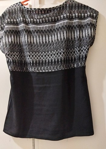 Gri Desenli Bohem Örgü Kadın Bluz - Görsel 3