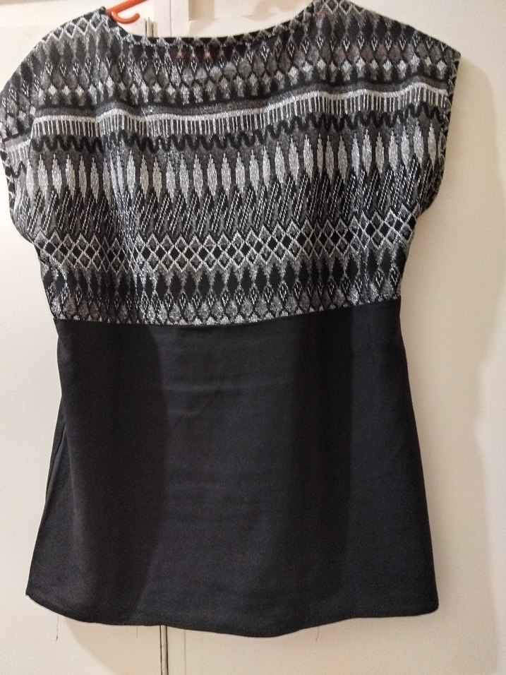 Gri Desenli Bohem Örgü Kadın Bluz - Görsel 3