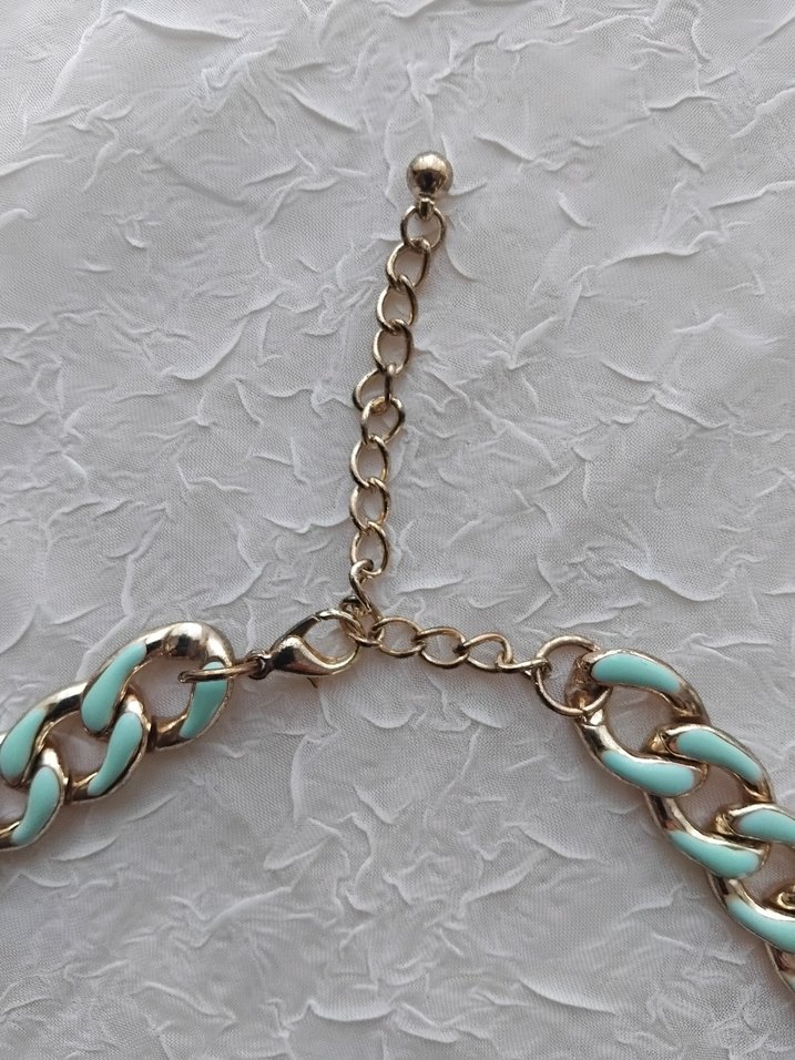 Turkuaz Zincir Detaylı Midi Kolye - Görsel 5
