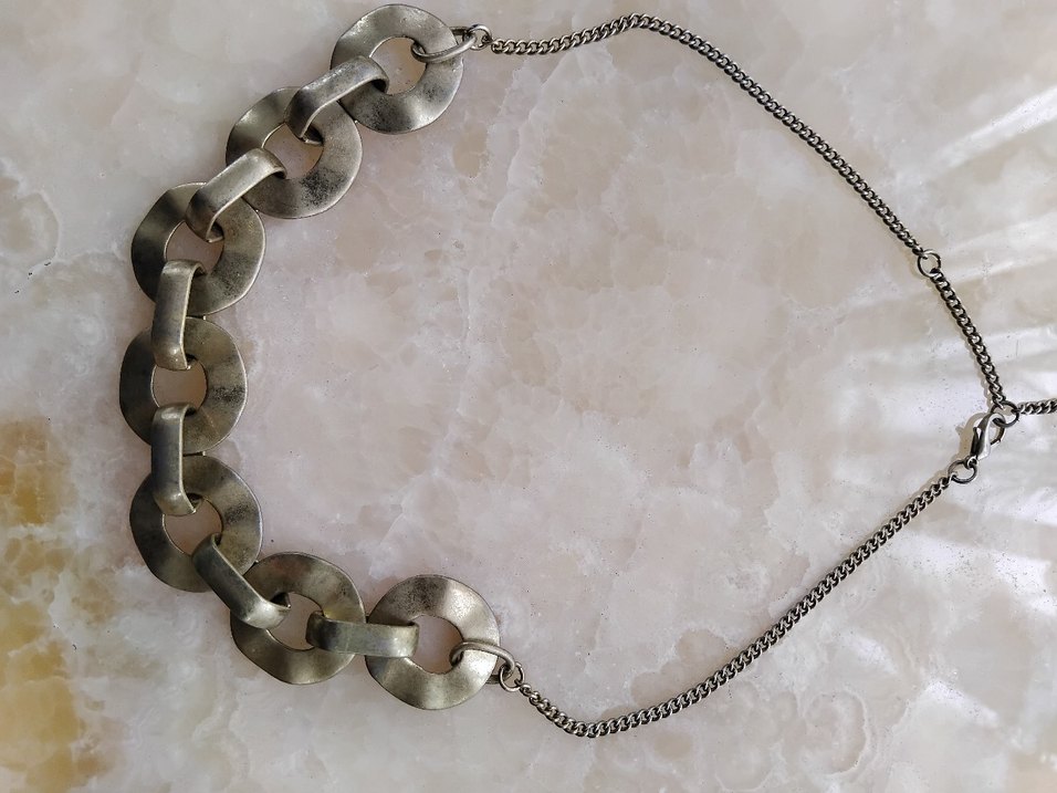 Gri Zincir Detaylı Midi Kadın Kolye - Görsel 3