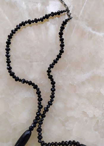 Uzun Siyah Boncuklu Gotik Kolye - Görsel 9