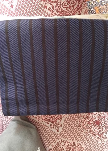 lacivert siyah çizgili yün kumaş eni 1.50cm boyu 2.30 cm - Görsel 3