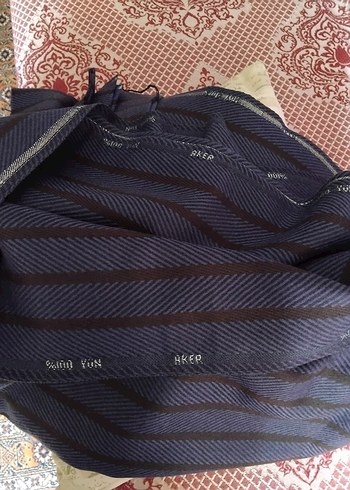 lacivert siyah çizgili yün kumaş eni 1.50cm boyu 2.30 cm - Görsel 8