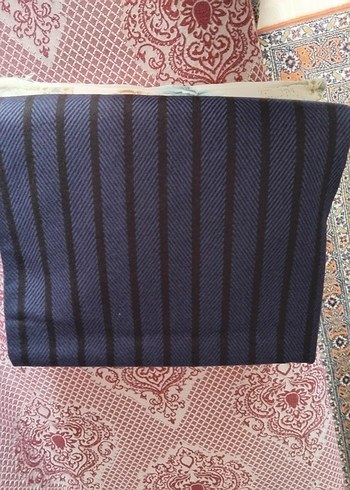 lacivert siyah çizgili yün kumaş eni 1.50cm boyu 2.30 cm - Görsel 2