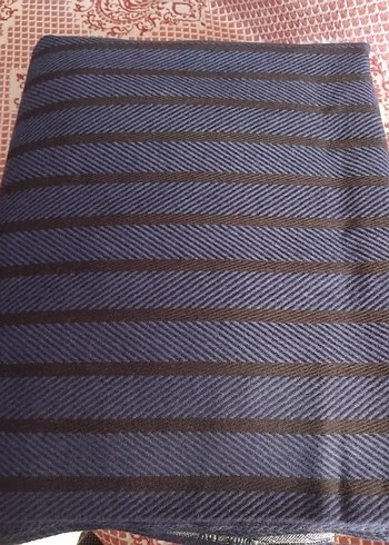 lacivert siyah çizgili yün kumaş eni 1.50cm boyu 2.30 cm - Görsel 5