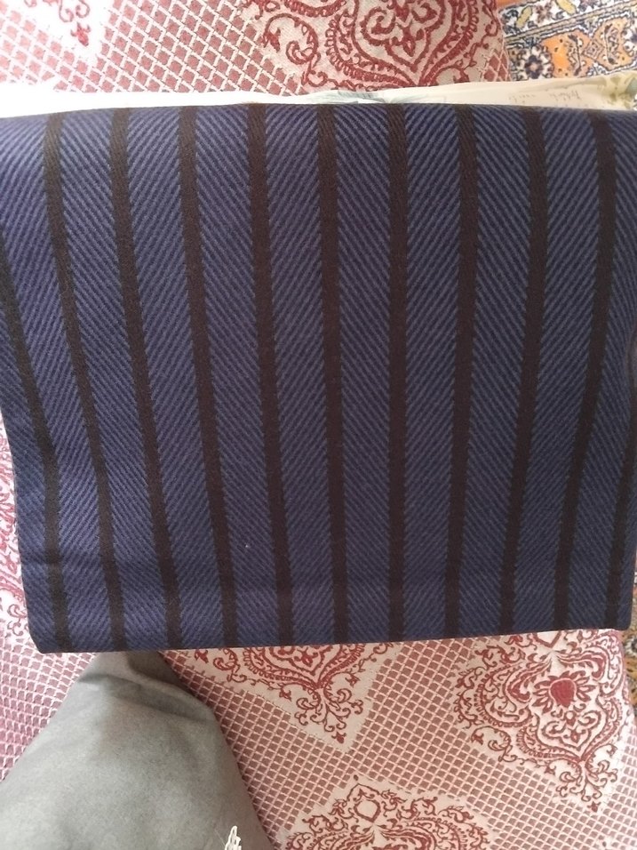 lacivert siyah çizgili yün kumaş eni 1.50cm boyu 2.30 cm - Görsel 3