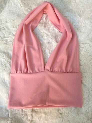 Pembe halter bluz