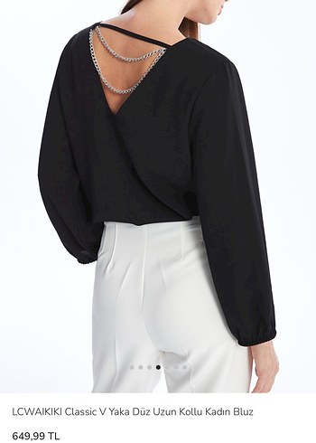 LC Waikiki Siyah V Yaka Uzun Kollu Kadın Bluz - Görsel 3
