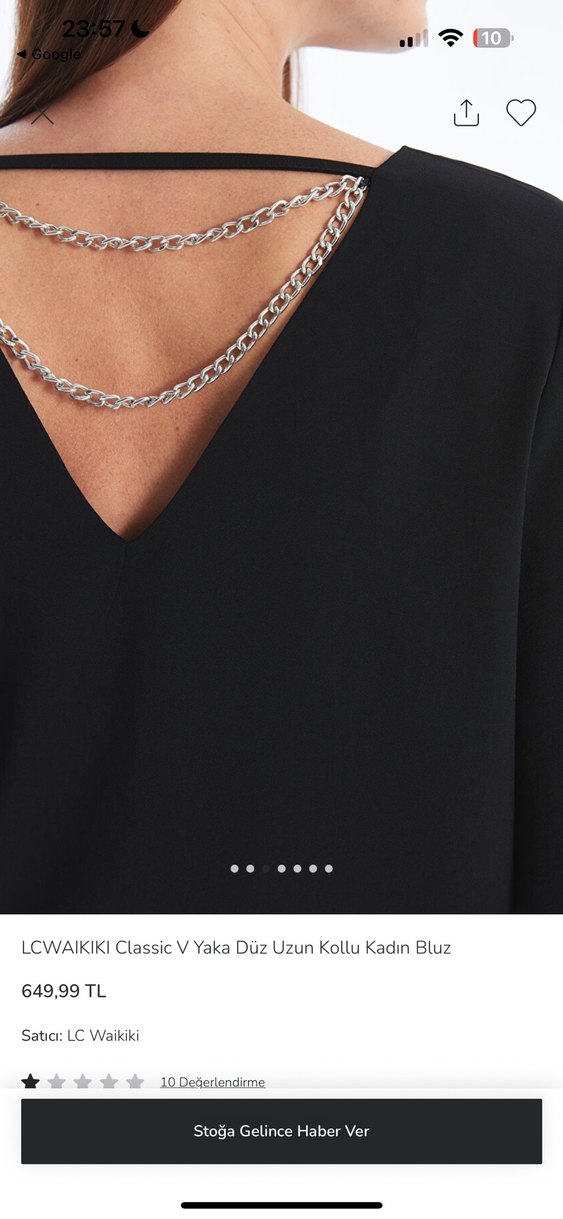 LC Waikiki Siyah V Yaka Uzun Kollu Kadın Bluz - Görsel 2