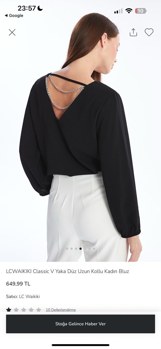 LC Waikiki Siyah V Yaka Uzun Kollu Kadın Bluz - Görsel 3