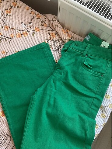 Zara Yeşil Wide leg jeans
