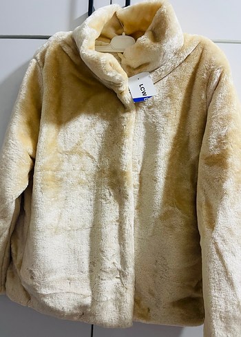 Bej Kadın Suni Kürk Midi Mont - Görsel 2