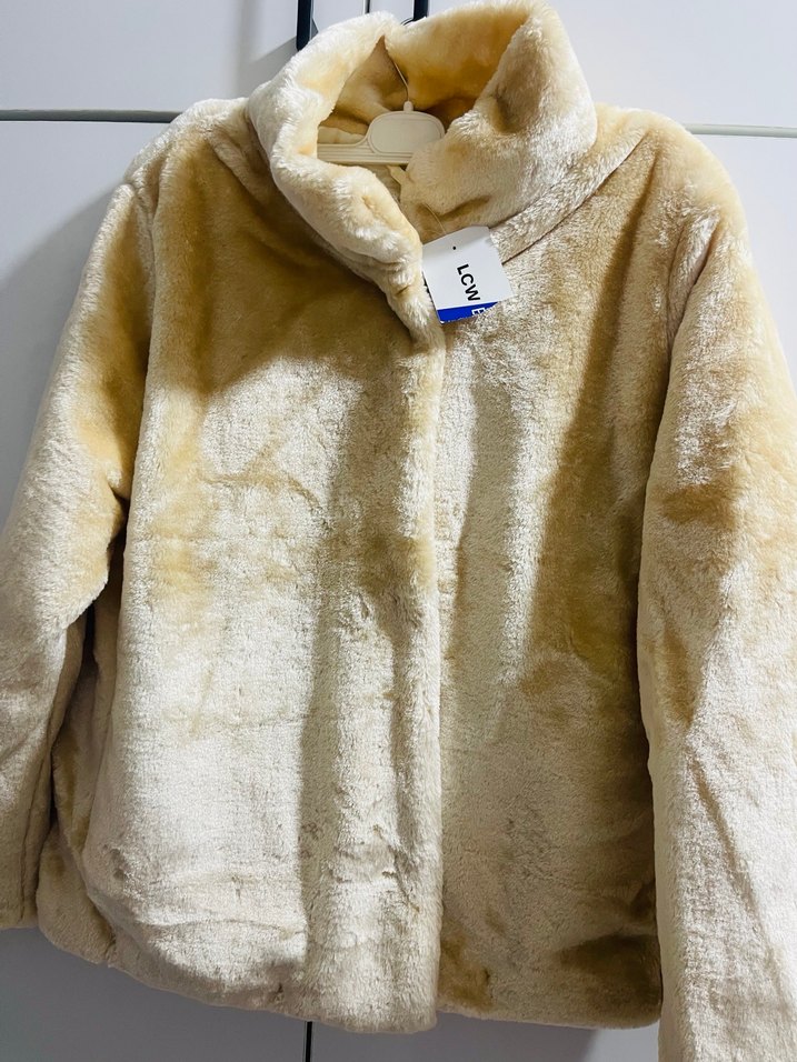 Bej Kadın Suni Kürk Midi Mont - Görsel 2