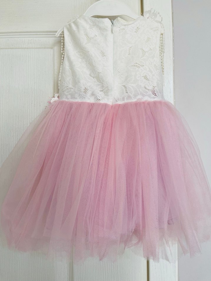 Kız Çocuk Dantel Detaylı Pembe Elbise - Görsel 2