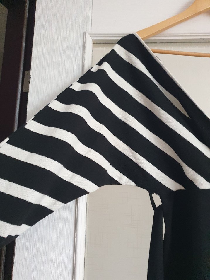 Zebra Desenli Siyah Midi Ofis Elbisesi - Görsel 3