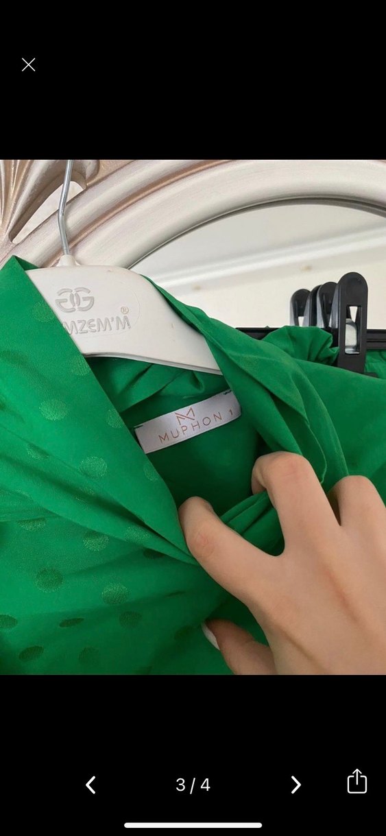 Uzun Yeşil Bohem Kadın Elbise - Görsel 4