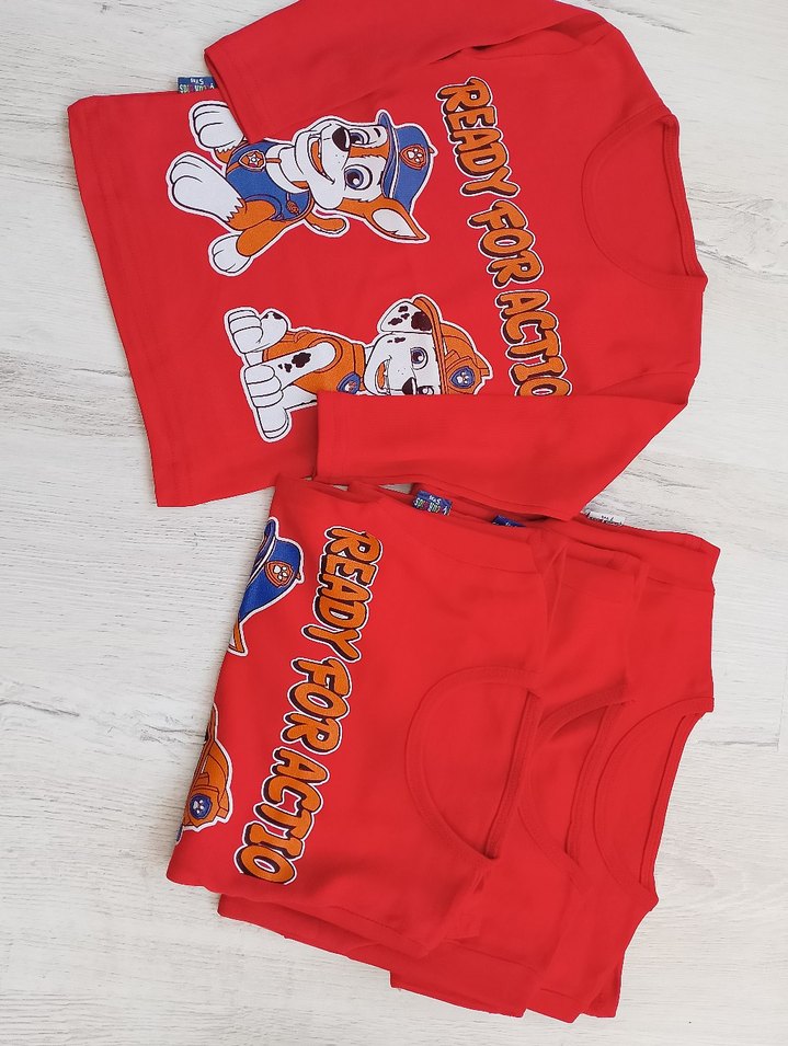 Kırmızı Baskılı Erkek Çocuk Uzun Kollu Tişört - Görsel 2