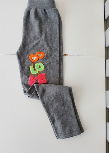 Nakışlı Gri Kız Çocuk Tayt - Görsel 2