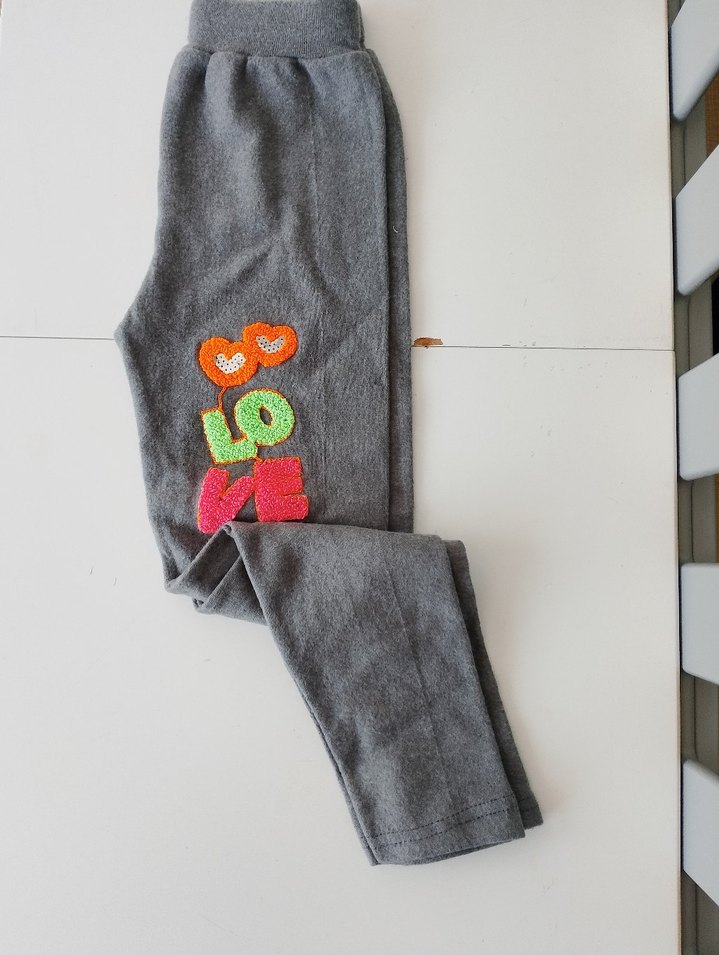 Nakışlı Gri Kız Çocuk Tayt - Görsel 2