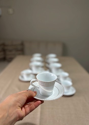 Emsan Beyaz ve Desenli 6 Kahve Fincanı Takımı 6 kişilik çay T - Görsel 3