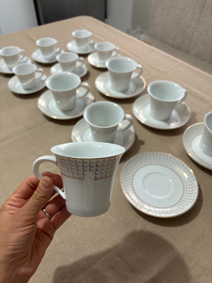 Emsan Beyaz ve Desenli 6 Kahve Fincanı Takımı 6 kişilik çay T - Görsel 2