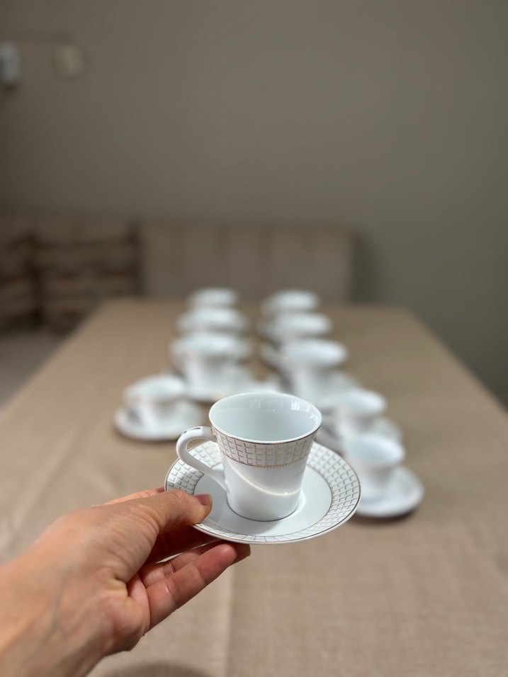 Emsan Beyaz ve Desenli 6 Kahve Fincanı Takımı 6 kişilik çay T - Görsel 3