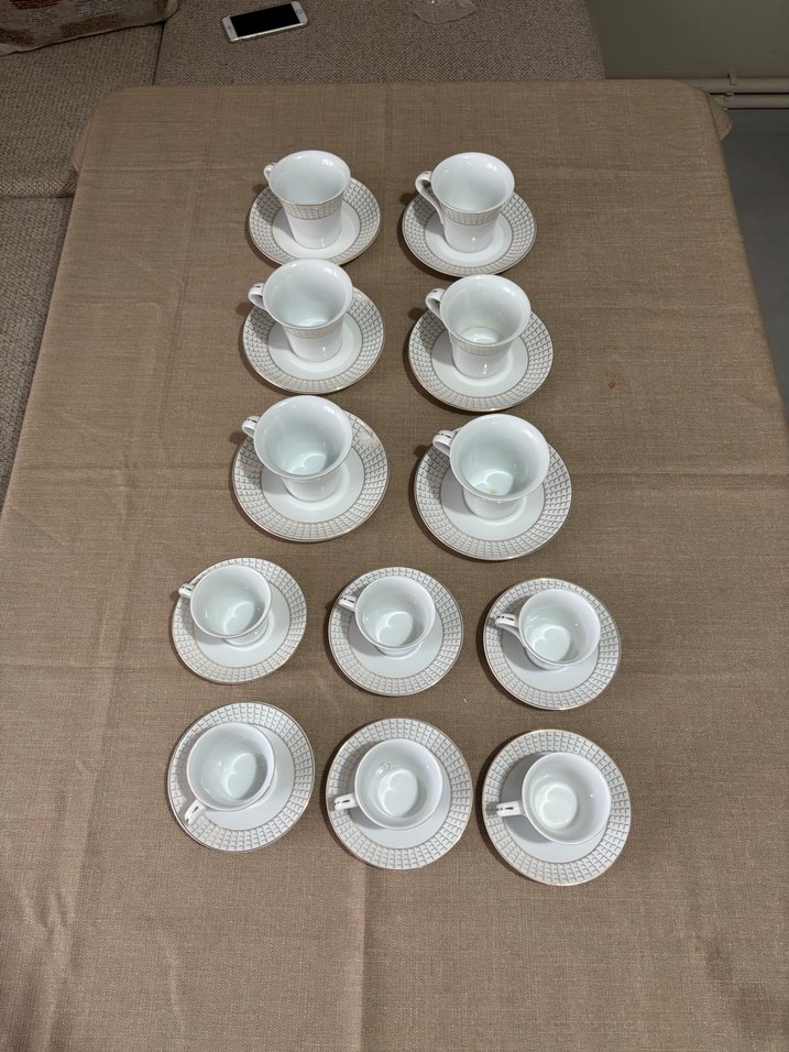 Emsan Beyaz ve Desenli 6 Kahve Fincanı Takımı 6 kişilik çay T - Görsel 5