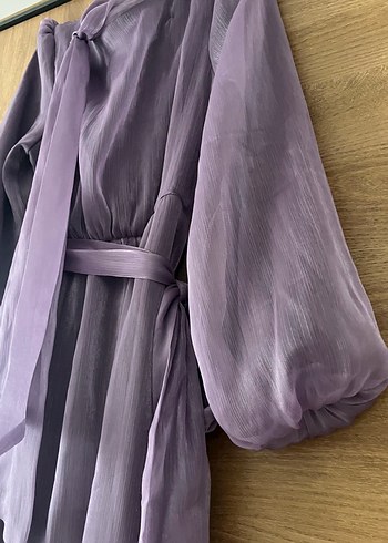 Birgül Bektaş mor uzun tesettür abiye elbise - Görsel 6