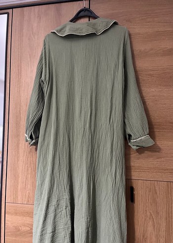 Düğmeli Uzun Kollu müslin Elbise - Görsel 10