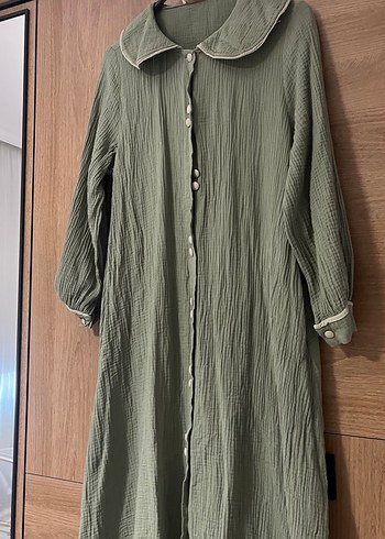 Düğmeli Uzun Kollu müslin Elbise - Görsel 8