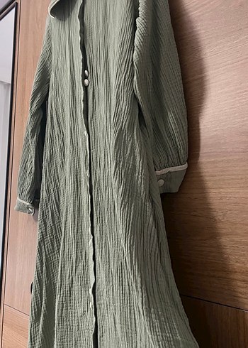 Düğmeli Uzun Kollu müslin Elbise - Görsel 5