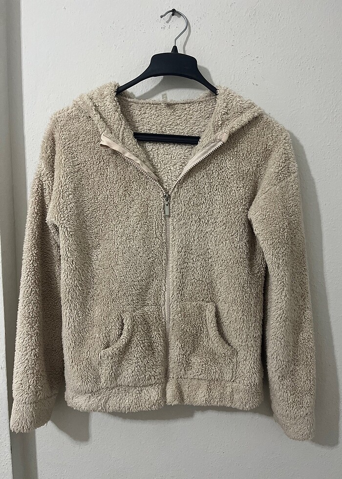 Defacto krem peluş hırka s m beden - Görsel 2