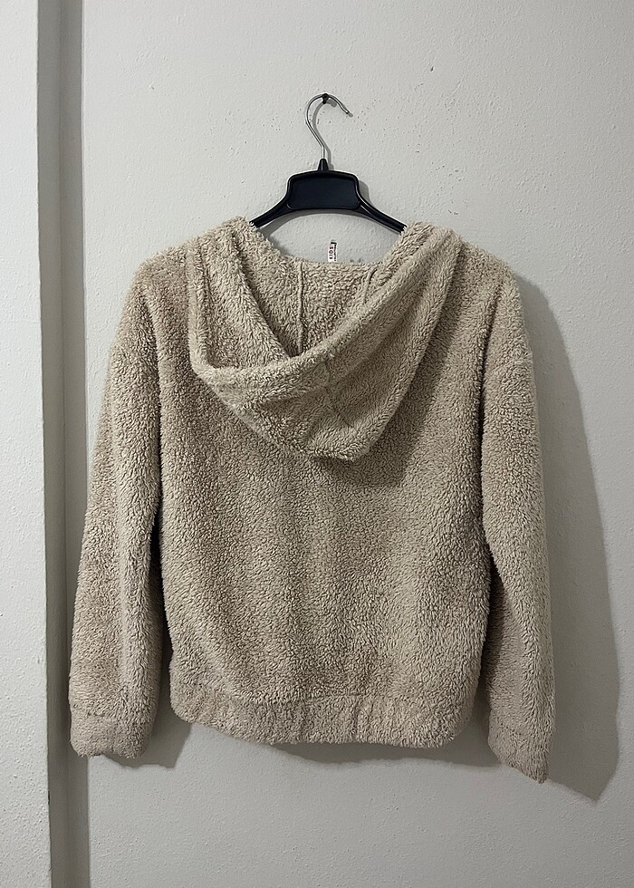 Defacto krem peluş hırka s m beden - Görsel 3