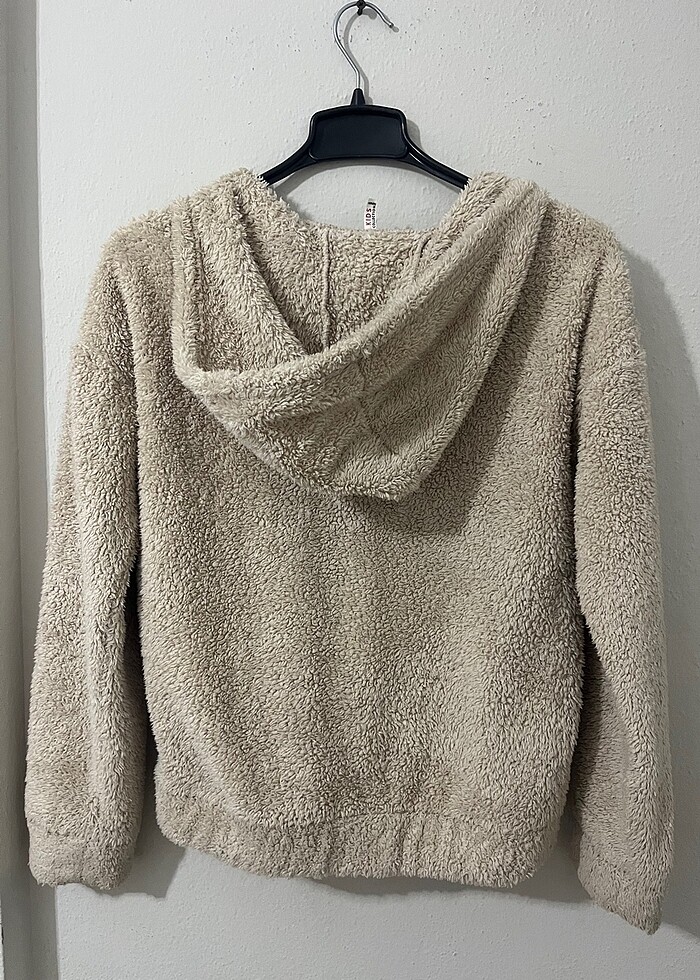 Defacto krem peluş hırka s m beden - Görsel 5