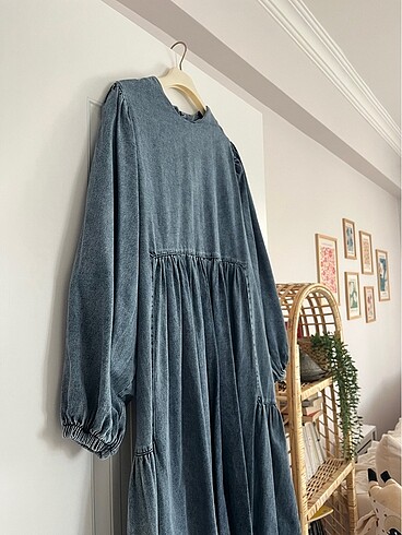 Tesettür uzun kot elbise jean - Görsel 6