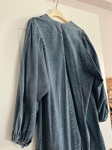 Tesettür uzun kot elbise jean - Görsel 7