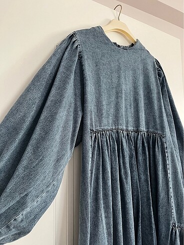 Tesettür uzun kot elbise jean - Görsel 9